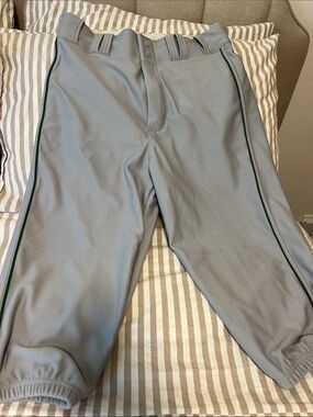 Men's Gray Athletic Joggers with Dark Green Side Piping